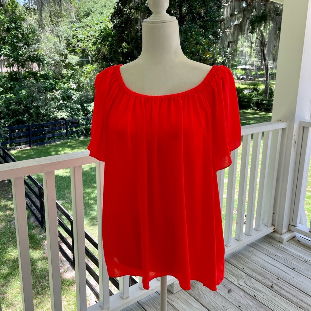 Vince Camuto Tropical Rain Fiery Coral Top